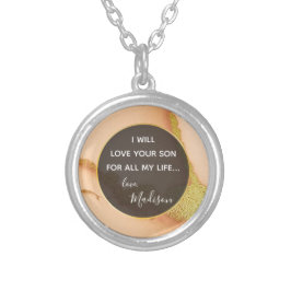 Modern Abstrakt i koraller 💡 Inky Oil Bröllop Silverpläterat Halsband