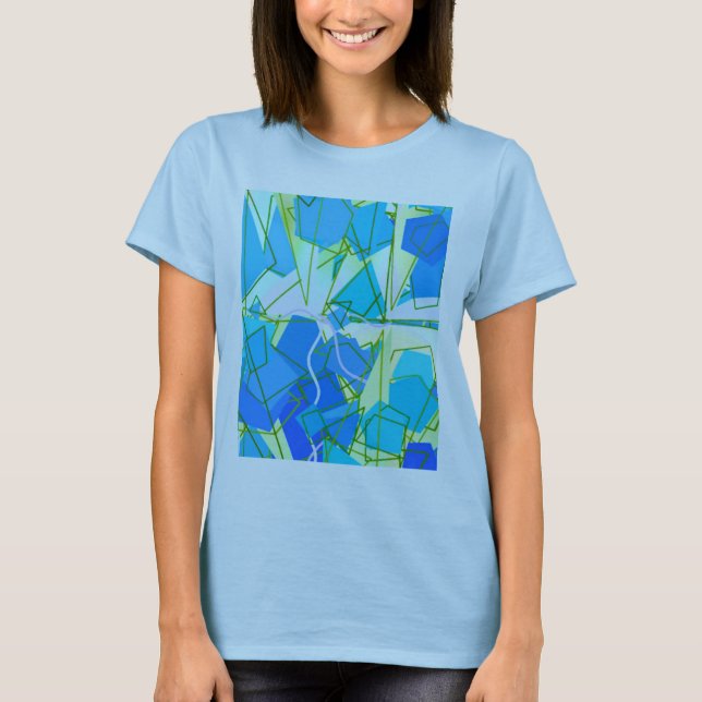 Modern Abstrakt i mitten av århundradet, Aqua och  T Shirt (Framsida)