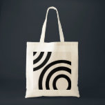 Modern Abstrakt i mitten av århundradet är svart o Tygkasse<br><div class="desc">Modern regnbågsbåge i Abstrakt - Geometrisk retrodesign - svart och gräddvit</div>