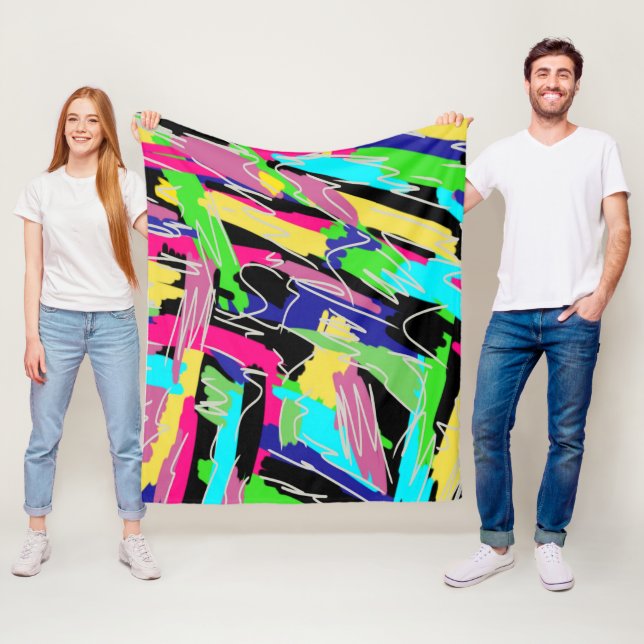 Modern Abstrakt i Rainbow Färg Fleecefilt (På plats)