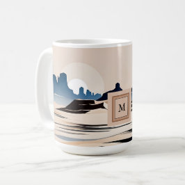 Modern abstrakt i sydvästra ökenmonogram kaffemugg