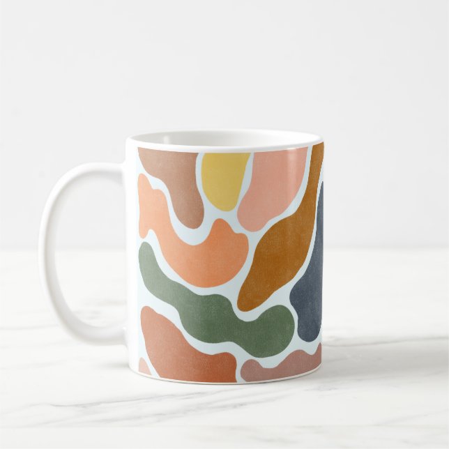 Modern abstrakt illustration i jordnära färger. kaffemugg (Vänster)