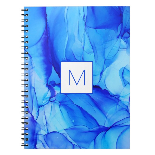Modern Abstrakt Indigo Monogram-målning Anteckningsbok (Framsidan)