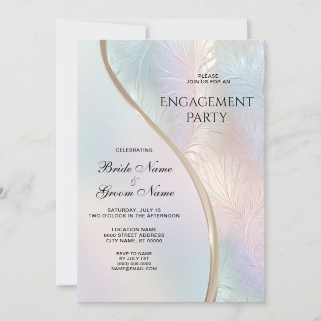 Modern Abstrakt Iridescent Förlovning Inbjudningar (Framsida)