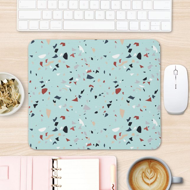 Modern Abstrakt Italiensk Terrazzo Sömlöst Mönster Musmatta (In situ office desk)