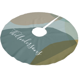 Modern Abstrakt Jordnära Grön Beige Personlig Julgransmatta Borstad Polyester