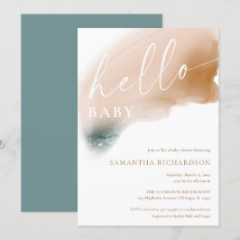 Modern abstrakt jordtoner könsneutrala duschar inbjudningar