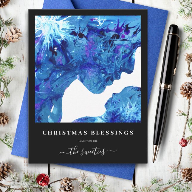 Modern Abstrakt Julkrubba Vattenfärg Jul Julkort (Christmas blessings modern abstract nativity watercolor personalized holiday greetings card)