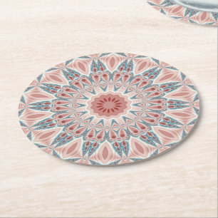 Modern Abstrakt Kaleidoscope Mandala Fractal Art Underlägg Papper Rund