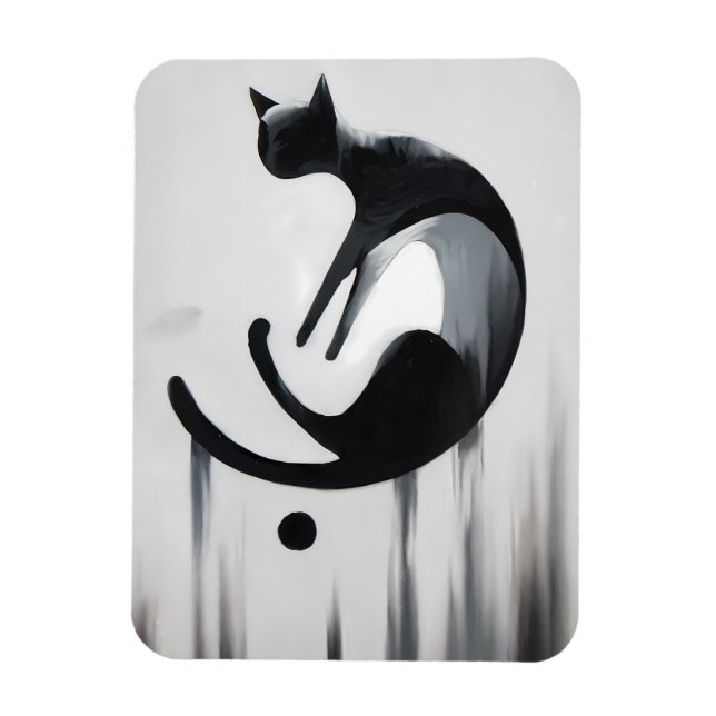 Modern Abstrakt Katt – Minimalistisk Designkonst Magnet (Vertikal)