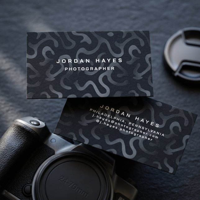 Modern Abstrakt Kolmönster Minimalistisk Design Visitkort (Simulated business cards on table)