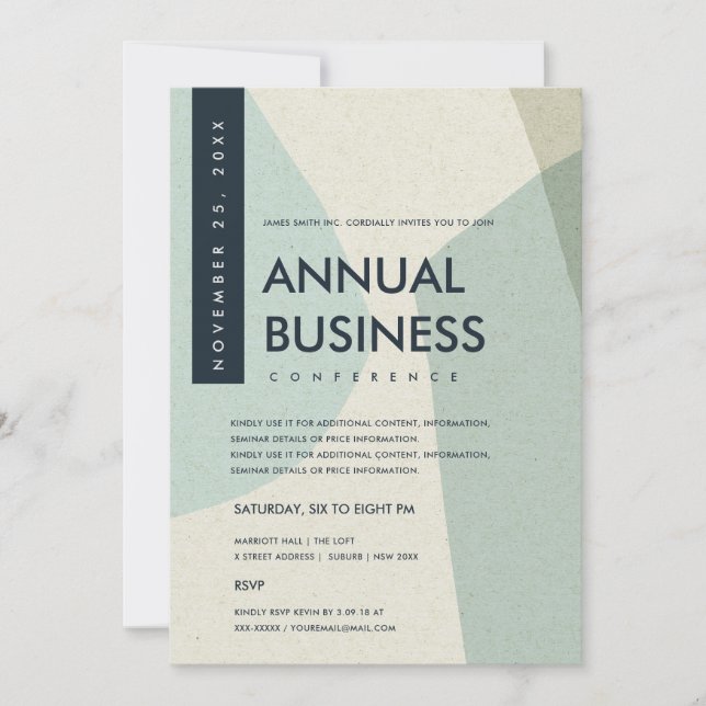 MODERN ABSTRAKT KONST AKVA BLÅ KONFERENS EVENT INBJUDNINGAR (Framsida)