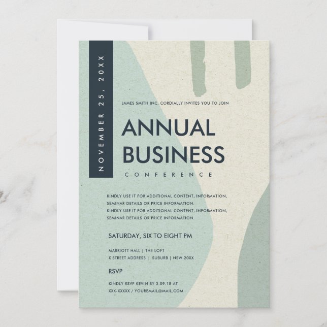MODERN ABSTRAKT KONST AKVA BLÅ KONFERENS EVENT INBJUDNINGAR (Framsida)