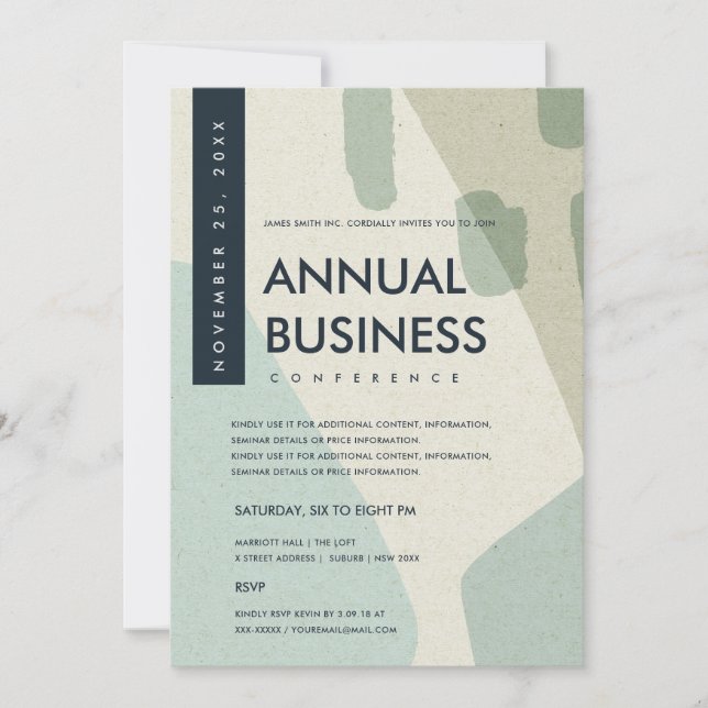 MODERN ABSTRAKT KONST AKVABLÅ KONFERENSEVENT INBJUDNINGAR (Framsida)