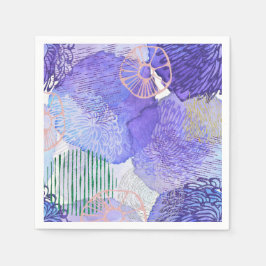 Modern abstrakt konst blå och lila pappersservett