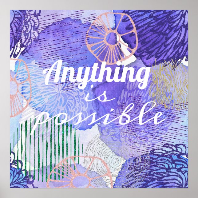 Modern abstrakt konst blå och lila poster (Framsidan)