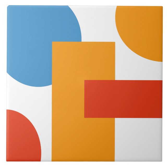 Modern Abstrakt Konst Geometriska Former Kakelplatta (Framsidan)