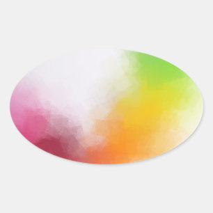 Modern abstrakt konst gul orange blå grön rosa ovalt klistermärke