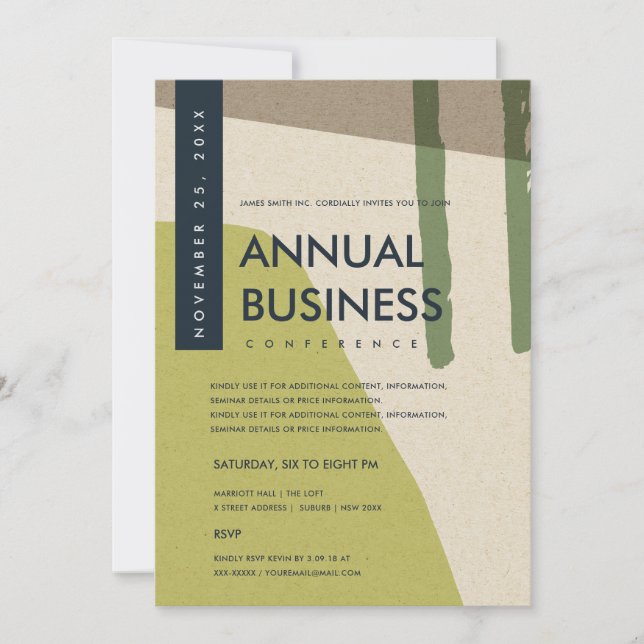 MODERN ABSTRAKT KONST LIME GRÖN KONFERENS EVENT INBJUDNINGAR (Framsida)