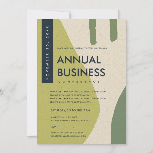 MODERN ABSTRAKT KONST LIMEGRÖN KONFERENSHÄNDELSE INBJUDNINGAR (Framsida)