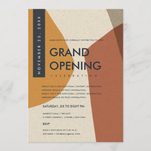 MODERN ABSTRAKT KONST RUST ORANGE GRAND OPENING INBJUDNINGAR