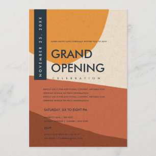 MODERN ABSTRAKT KONST RUST ORANGE GRAND OPENING INBJUDNINGAR