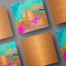 Modern abstrakt konst som målar koppar guld monogr