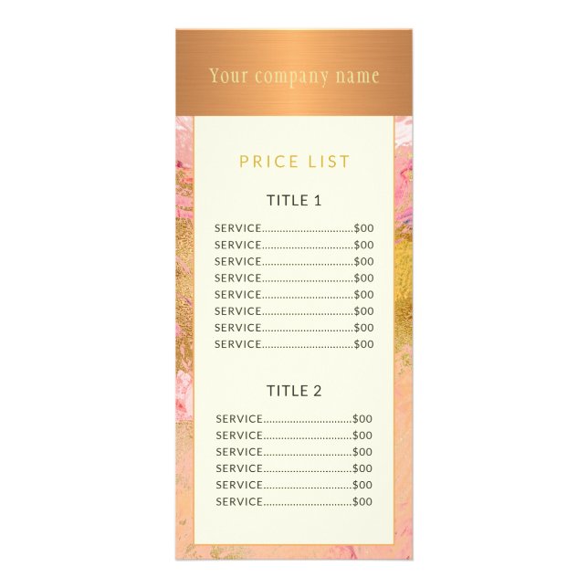 Modern abstrakt konst som målar upp guld-kopparpri reklamkort (Framsidan)