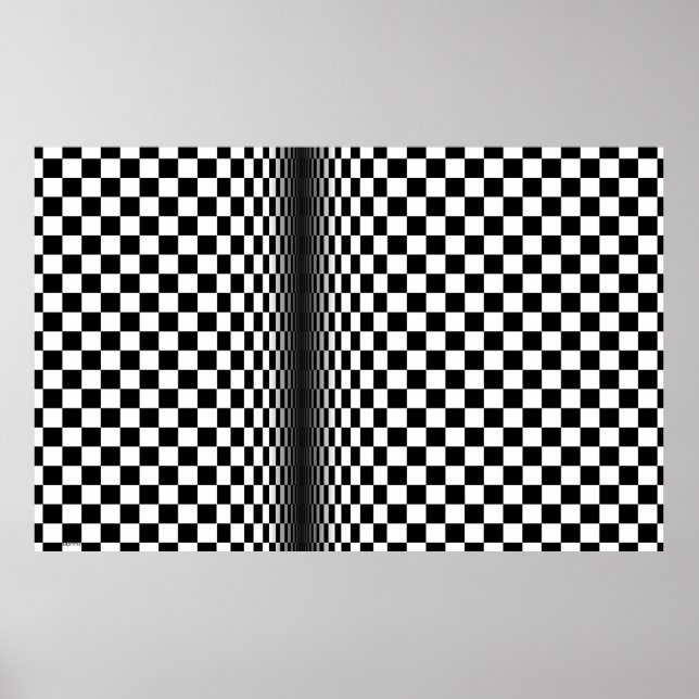 Modern abstrakt konst svartvit 3d-fyrkant på poster (Framsidan)