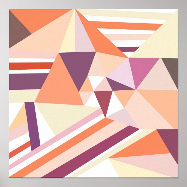 Modern abstrakt korall rosa geometrisk mönster poster (Framsidan)