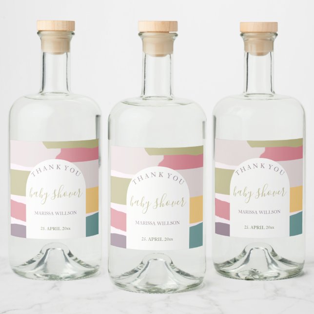 Modern Abstrakt Krämiga Sommarfärger Splash Spritflaskor Etikett (Flaskor)