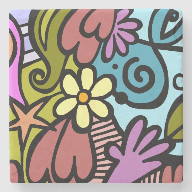 Modern Abstrakt kubism Art Underlägg Sten (Framsidan)