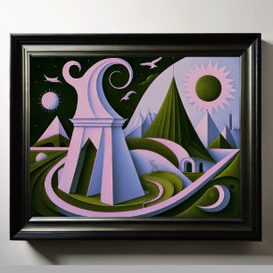 Modern abstrakt kubism i designform Surrealism 4:5 Poster