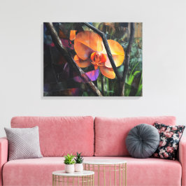 Modern Abstrakt Kubistisk Orkidé på Sträckt Canvas