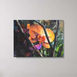 Modern Abstrakt Kubistisk Orkidé på Sträckt Canvas