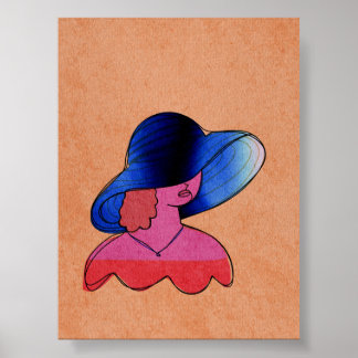 Modern abstrakt kvinnlig porträttkonst poster