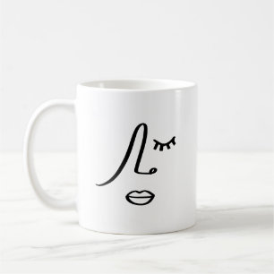 Modern abstrakt kvinnoansikte minimalistisk konstd kaffemugg