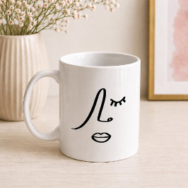 Modern abstrakt kvinnoansikte minimalistisk konstd kaffemugg