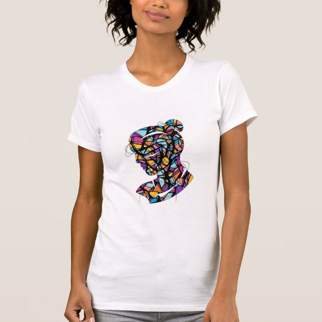 Modern Abstrakt Kvinnotek T Shirt (Framsida)
