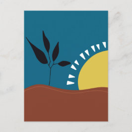 Modern abstrakt landskap sol-minimalist vykort