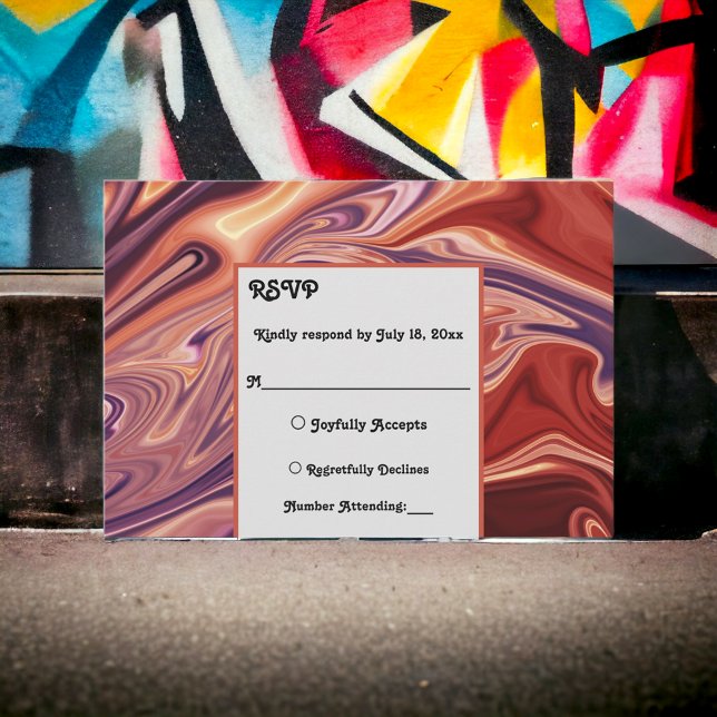 Modern Abstrakt Lava Oljemålning Minimal Bröllop OSA Kort (Skapare uppladdad)