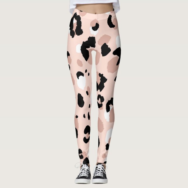 Modern Abstrakt Leopard Animal Print Leggings (Framsida)