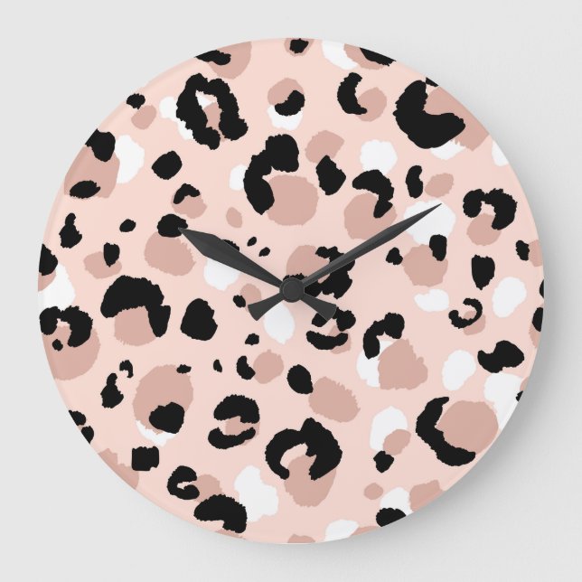 Modern Abstrakt Leopard Animal Print Stor Klocka (Framsida)