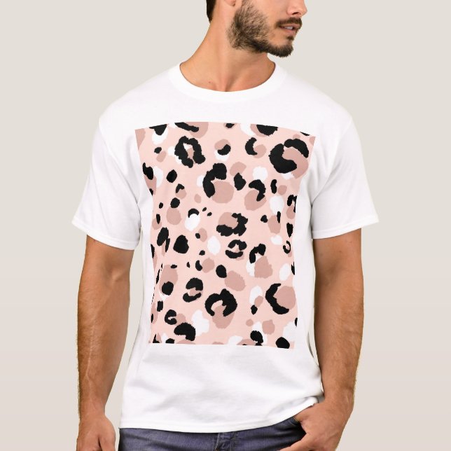 Modern Abstrakt Leopard Animal Print T Shirt (Framsida)