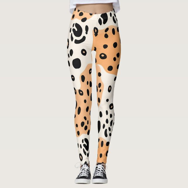 Modern Abstrakt Leopard Print Mönster Leggings (Framsida)