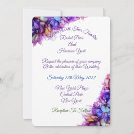 Modern Abstrakt Lila Dimma Alcohol Bläck Bröllop Inbjudningar