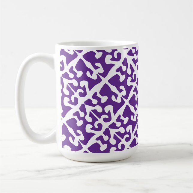 Modern abstrakt lila formkonst kaffemugg (Vänster)