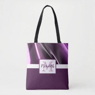 Modern Abstrakt Lila Namn Monogram Tygkasse