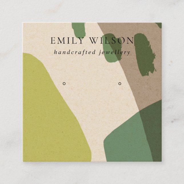 MODERN ABSTRAKT LIME GREEN KRA ART EARRING VISNING FYRKANTIGT VISITKORT (Framsida)
