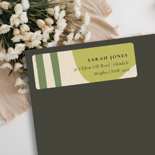 MODERN ABSTRAKT LIME GREEN KRAFT ARTISTIC ADRESS RETURADRESS ETIKETT